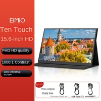 Monitor LCD Curvo EIMIO de 15.6 Pulgadas, 1080P, IPS, Táctil, Retroiluminación LED, con 120% SRGB y Frecuencia de Actualización de 60Hz, Nuevo