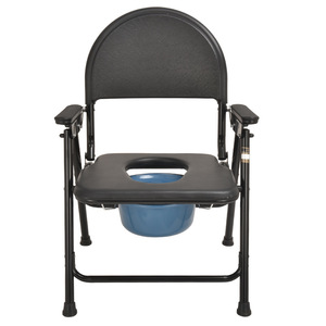 Nursing <b>Commode</b> Chair 890A <b>Folding</b> Portable Toilet Chair For Disabled Rehabilitation Black Painted Steel Pipe - Product Image 1