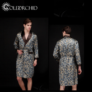 ชุดคลุมผ้าไหมสำหรับผู้ชายชุดคลุมยาวสำหรับใส่นอนของโรงแรมสุดหรูแบบใหม่ - Product Image 2