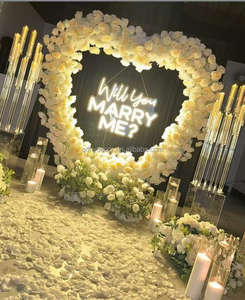 Hot Selling Red Heart Shape Blumen bogen Künstliche Rose Blumen hintergrund Hochzeit Bühnen dekoration Herz Blumen bogen - Product Image 6