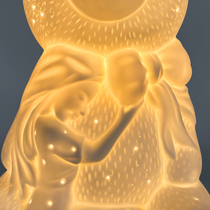 Lâmpada de mesa de porcelana para crianças, lâmpada de porcelana com urso de animais fofos para decoração de mesa de bebês noturnos - Product Image 4