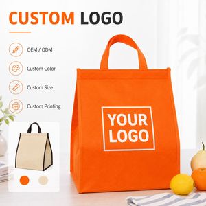 Custom Logo Waterproof Nonwoven Lunch <b>Bag</b> Insulated Thermal Takeaway <b>Bag</b> Eco Friendly Reusable Food Tote <b>Bag</b> Wholesale - Product Image 4