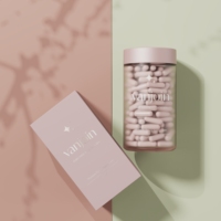 Bouteille en verre transparente givrée de 150 ml, 180 ml, 250 ml, avec logo personnalisé, pulvérisation de couleur, pour capsules de compléments alimentaires et de soins de santé