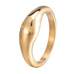 Ready to Ship 18K Gold Plated Vintage Irregular Waterproof Stainless Steel Women's <b>Ring</b> Finger Jewelry - Product Image 3