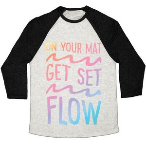 On Your <b>Mat</b> Get Set Flow Yoga Unisex Tri-Blend Baseball Tee - Product Image 1