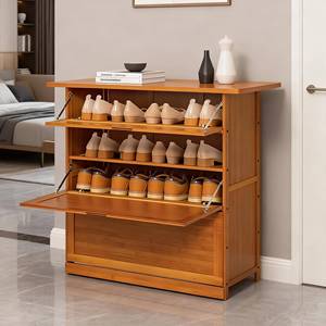 Étagère à chaussures <span class=keywords><strong>en</strong></span> bambou à 5 niveaux pour la maison, organisateur de rangement, étagère pour chaussures à talons hauts, bottes, armoire à chaussures <span class=keywords><strong>en</strong></span> <span class=keywords><strong>bois</strong></span> avec porte rabattable pour l'entrée - Product Image 6