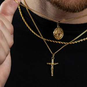 Colgante de Brújula de Oro de 18k para hombre, joyería personalizada de acero inoxidable, moneda redonda, brújula, collar de Estrella del Norte - Product Image 5