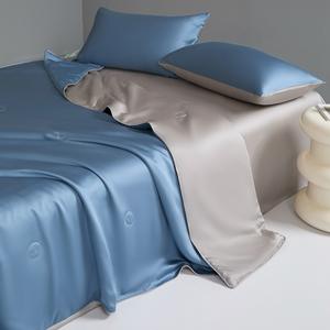 Couette d'été en lyocell lavée bicolore unie, ensemble de literie quatre pièces rafraîchissant, lavable en machine, couette climatisée - Product Image 6