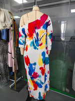 Robe longue Joydressing sexy à une épaule, imprimé graffiti, colorée, abstraite, coupe ample, style bohème, pour la plage ou les soirées, pour femme