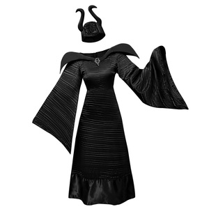 Disfraz de Bruja de la Bella Durmiente, Vestido de Bruja Oscura con Sombrero, Bastón y Broche, Disfraz para Actuaciones Escénicas para Mujer, 60% Tela - Product Image 4