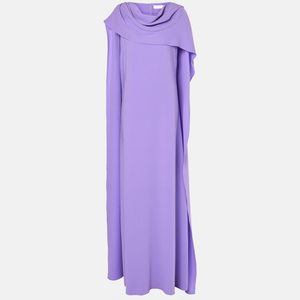 Vente en gros robe longue de couleur unie à manches cape décontractée robe longue de soirée pour femme - Product Image 3