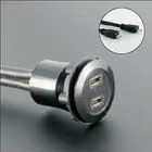 Soket Panel Mount Micro USB Aluminium Logam 2 Lapis 22mm (Micro USB2.0 Female a ke Male a dengan Kabel 60cm) 12V 1.5A