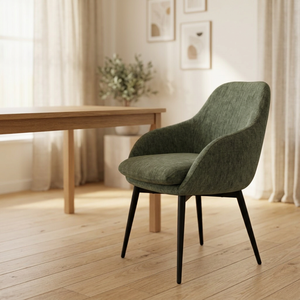 LOTUS Luxury European Style Upholstered <b>Dining</b> <b>Chair</b> Curved Back Soft Cushion Metal Legs - Product Image 1