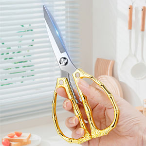 Tijeras domésticas con mango de aleación de zinc de bambú, tijeras de cocina, tijeras de corte de pollo de alta resistencia, tijeras para mariscos - Product Image 2