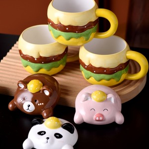 Dessin animé Burger <span class=keywords><strong>tasse</strong></span> à thé en céramique cadeau d'anniversaire des meilleurs amis Souvenir pratique pour <span class=keywords><strong>tasse</strong></span> à café avec couvercle beau - Product Image 4