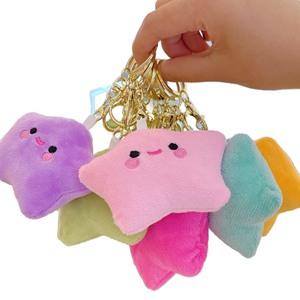 Porte-clés en peluche étoile bleue douce et écologique, étiquette personnalisée, faible MOQ, breloque de sac en peluche - Product Image 1