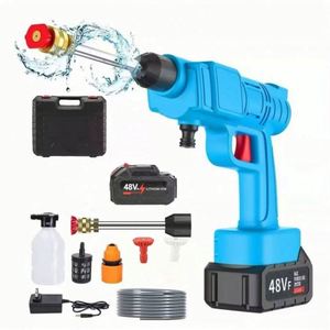 Pistolet de lavage de voiture sans fil à batterie lithium, haute pression 1500W+, en acier inoxydable blanc, garantie 1 an - Product Image 6