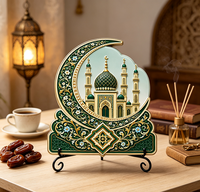 Vente en gros de cadeaux religieux musulmans, plaque islamique en forme de croissant de lune, ornement en résine 3D, décoration du Ramadan et de l'Aïd, faible MOQ, en vrac