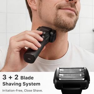 Rasoir <span class=keywords><strong>électrique</strong></span> pour hommes - Kit rasoir à grille Trimcoo à 5 lames |   Doux pour les peaux sensibles |   Centre de toilettage autonettoyant, cadeau idéal pour les soins de beauté - Product Image 3