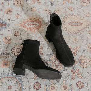 Botas de Nieve Modernas y Versátiles de Media Pantorrilla para Mujer, con Tacón Alto y Grueso, Forro de Piel, Cierre Deslizante, Otoño Invierno - Product Image 3