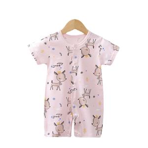 2024 nouveau bébé <span class=keywords><strong>pour</strong></span> Onesies mignon nouveau-né barboteuse court mince harnais été infantile vêtements combinaison tricoté tissu bouton dessin animé - Product Image 4