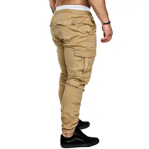 Erkek moda Joggers spor pantolon rahat pamuk kargo pantolon spor Sweatpants pantolon erkek uzun pantolon