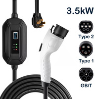 Stations de recharge portables pour véhicules électriques 16A, chargeur de type 2, chargeur de voiture électrique pour la maison, fabrication CE TUV