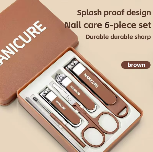 Light brown splash-proof 6-piece set