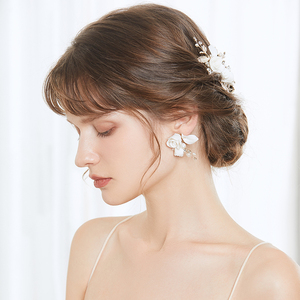 2023 céramique fleur épingle à <span class=keywords><strong>cheveux</strong></span> ensemble doux feuille d'or peignes latéraux coiffure de mariage de mariée <span class=keywords><strong>avec</strong></span> couronnes et couronnes et diadèmes accessoire - Product Image 6