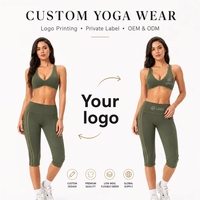 Nouvel arrivage personnalisé : Ensemble de yoga pour femme avec soutien-gorge dos nu, short taille haute transparent effet push-up et patchwork imprimé lettres