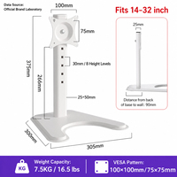 Support d'écran unique, support de moniteur de bureau, bras de moniteur de bureau pour écran jusqu'à 14-32 pouces, hauteur réglable 266 mm