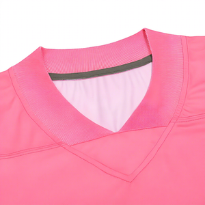 Camiseta de Fútbol Americano con Cuello en V para Hombre, Color Rosa, Absorbente de Humedad, Transpirable, Estampado Sublimado, 100% Poliéster, Manga Corta, Corte Regular - Product Image 4