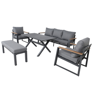 Aluminium Table haute extérieure 3 places Balcon 5 pièces assis Balcon lounge Patio <span class=keywords><strong>terasse</strong></span> Pelouse jardin ensembles mobilier d'extérieur - Product Image 6