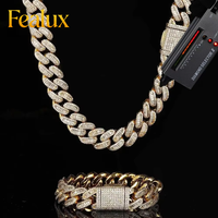 Collier ras du cou Fealux Cuban Link, style punk basique pour hommes et femmes, vintage, ton or noir, avec moissanite sertie clos, cadeau