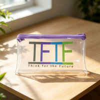 Trousse à crayons transparente en PVC avec fermeture éclair, trousse de maquillage mignonne à motif de dessin animé, organiseur de papeterie étanche pour enfants unisexe