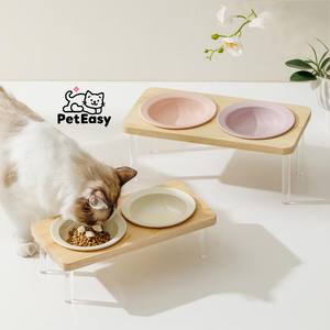 Nueva moda, gran oferta, accesorios <span class=keywords><strong>de</strong></span> cerámica sólida para mascotas, cuencos para gatos antivuelco, comederos para perros con soporte <span class=keywords><strong>de</strong></span> madera - Product Image 1