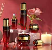 Flacon distributeur sous pression en verre de 40 ml, flacon de toner de 120 ml, tube de crème rouge, matériaux d'emballage pour soins de la peau