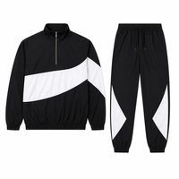 Ensemble de survêtement homme bicolore personnalisé, veste coupe-vent 1/4 zip et pantalon de jogging, vêtements de sport, streetwear, extérieur, sur mesure, OEM, ODM, usine