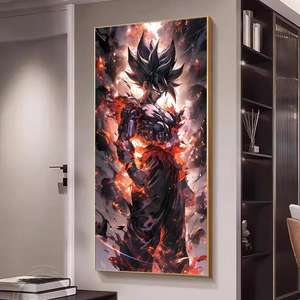 Dragon Ball - Toile à huile suspendue - Métal - <span class=keywords><strong>Cristal</strong></span> - Porcelaine - <span class=keywords><strong>Goku</strong></span> Super Saiyan - Murale d'entrée - Ultra bleu - Blanc - Dieu - Anime - Salle d'e-sport - Product Image 2