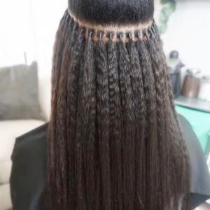 Microlink yaki grossolani i tip estensioni dei capelli all'ingrosso india remy pre legato cheratina silicone itip micro link capelli umani crespi - Product Image 1