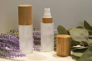 30ml 50ml 60ml 100ml 120ml 2oz 4ozフロストコスメティックローションポンプファインミストガラススプレーボトル、バンブーウッドリッド付き - Product Image 5