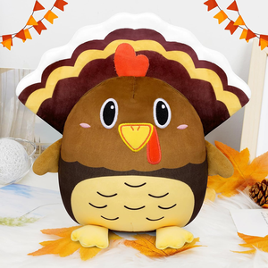 Acción de Gracias decoración del hogar bordado ojos y boca con insectos dibujos animados vivos suave marrón grande cóctel Chook personalizado pavo peluche juguete - Product Image 2