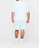 Ensemble T-shirt ample et décontracté en jersey avec short assorti, bleu clair, respirant, imprimé, avec surpiqûres contrastées, pour homme, collection officielle