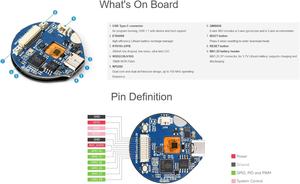 Carte MCU WaveShare RP2350, écran tactile de 128 pouces, 240x240, 65K couleurs, écran IPS, port Type-C, <span class=keywords><strong>RPi</strong></span> <span class=keywords><strong>Pico</strong></span> 2, microcontrôleur RP2350 - Product Image 6