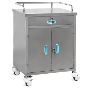 (MS-T180S) HStainless Steel Trolley With One Drawer and Inner <b>Cabinet</b> Without Shelf - Product Image 3