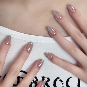 <span class=keywords><strong>Uñas</strong></span> Postizas de Lujo Hechas a Mano, Estilo Ojo de Gato Francés Azul, 10 Piezas, <span class=keywords><strong>Cortas</strong></span>, Cuadradas, Magnéticas, Acrílicas, para Uso Diario, Venta al Por Mayor - Product Image 4