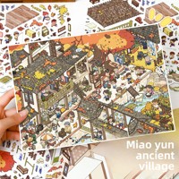 Autocollants de paysage style dessin animé Yilan, grande taille, scène miniature 3D, autocollants DIY pour journalisation, décalcomanies anti-stress en PET
