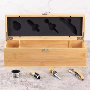 Caja de regalo de vino de bambú rectangular, embalaje de madera hecho a mano para almacenamiento y presentación de botellas de vino - Product Image 2