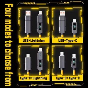 4-in-1 TPE nhanh chóng sạc Type-C Cáp <span class=keywords><strong>USB</strong></span> PD 66W Kẽm hợp kim 5A với hiển thị kỹ thuật số cho iOS máy tính máy quét mã vạch - Product Image 2
