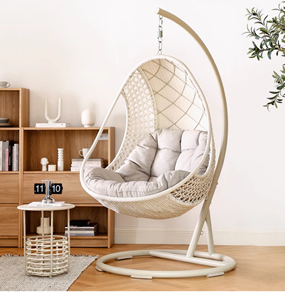 Pastoral Rattan Hanging Basket <b>Swing</b> Chair, Patio Garden Leisure Hanging Egg Chair, Matching Outdoor Dining Furniture Set - Product Image 5